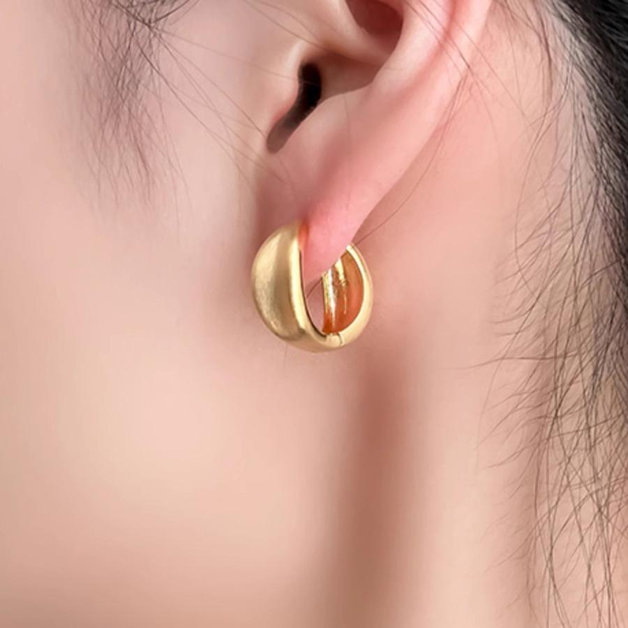 New 925 Silver Hoop Earrings Clip Matte Circle Geometric Punk For Women Girl Gift Jewelry