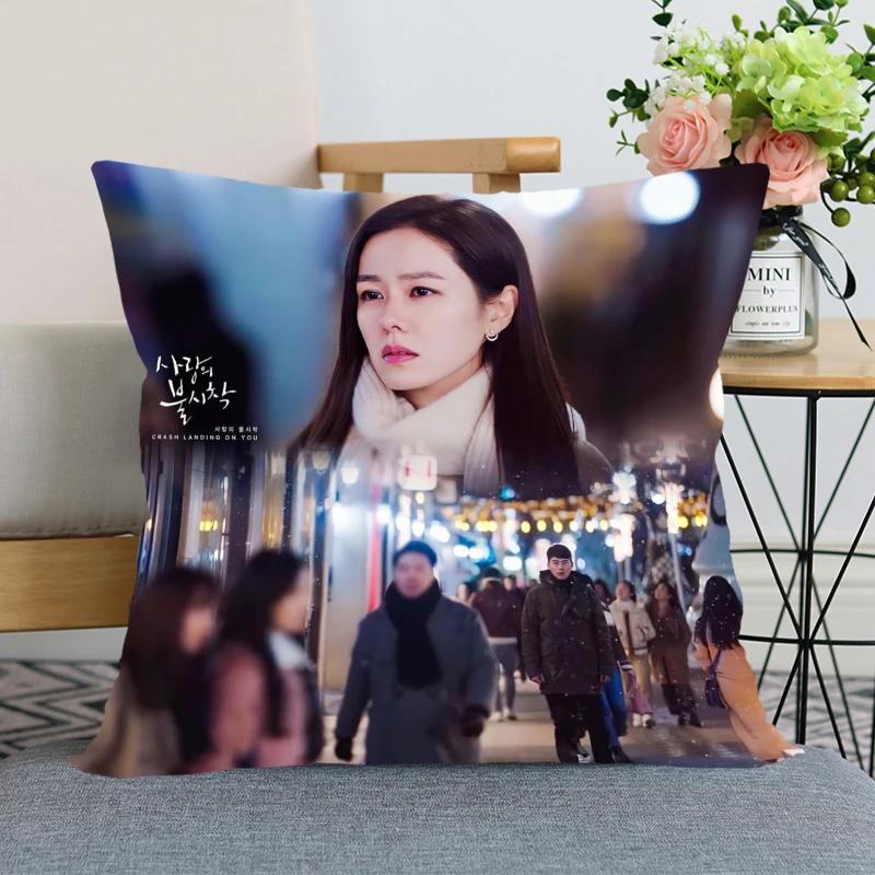 45x45cm Crash Landing On You Hyun Bin Pillowcase Bedroom Home Decorative Pillow Cover Square Zipper Pillow Cases Satin Fabric