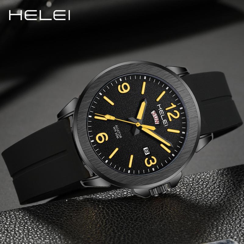 HELEI Herey's new men's watch waterproof quartz watch silicone strap luminous watch non-mechanical one