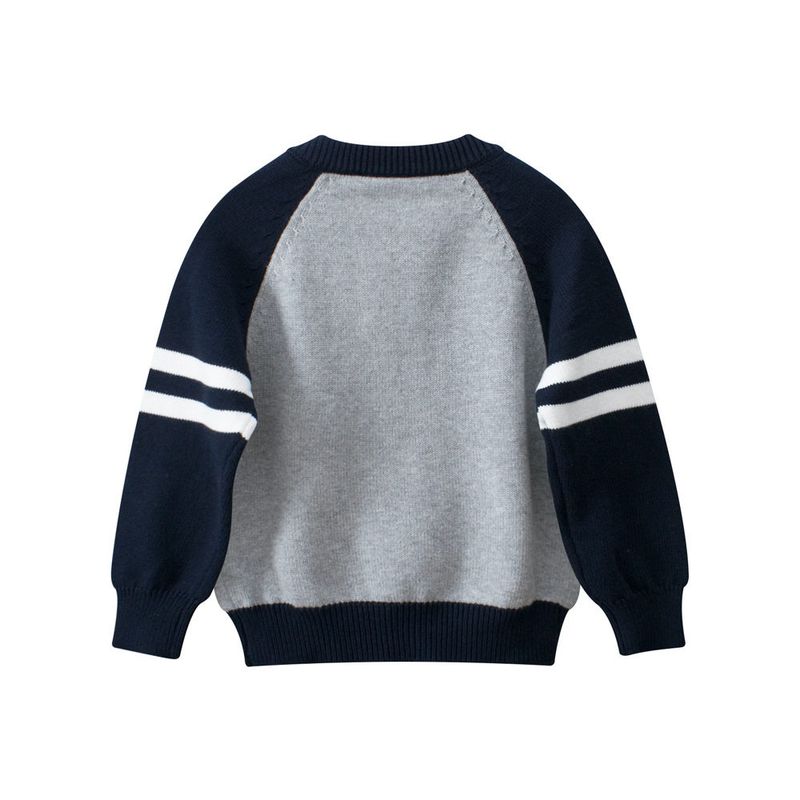 27Kids Spring and Autumn Children's Zip-Up Cardigan, Color-Blocked Knit Sweater for Young Boys, Pure Cotton Sweater Jacket