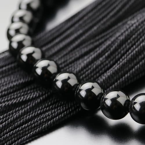 Nenju Women's Prayer Beads, Approx. 8mm, Black Onyx with Pure Silk Tassel (Black) [Informal Prayer Beads, Kyoto Prayer Beads, Black Onyx, Informal