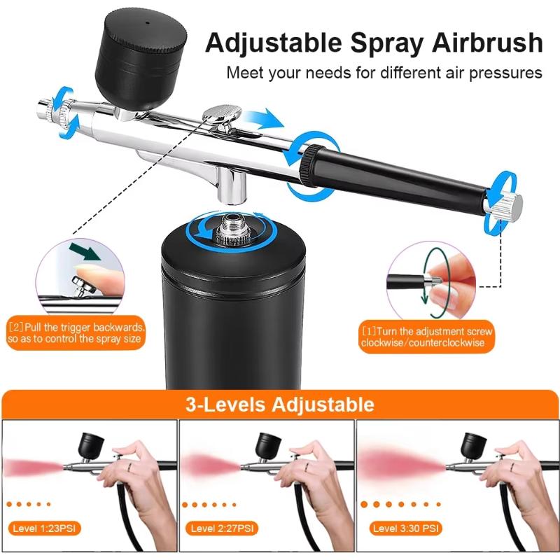 Portable Airbrush Set With Compressor Usb Charging 03Mm Nozzle For Painting Tattoo Manicure Makeup Model Coloring