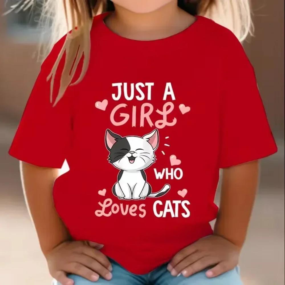Cute Cat Graphic Children's T-shirt Summer Short-sleeved T-shirt