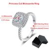 5.5mm 1ct Princess Cut Moissanite Diamond Rings for Women Square Luxury Jewelry S925 Sterling Silver White Gold Band GRA