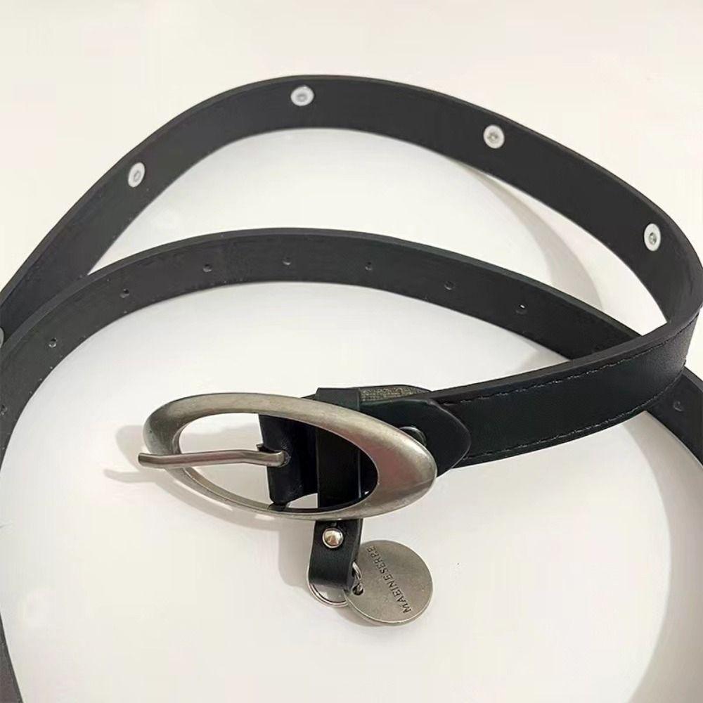 Jeans Belt Y2K Moon Pin PU leather Belt Korean Waist Strap Female Waistband Casual Belt Accessories