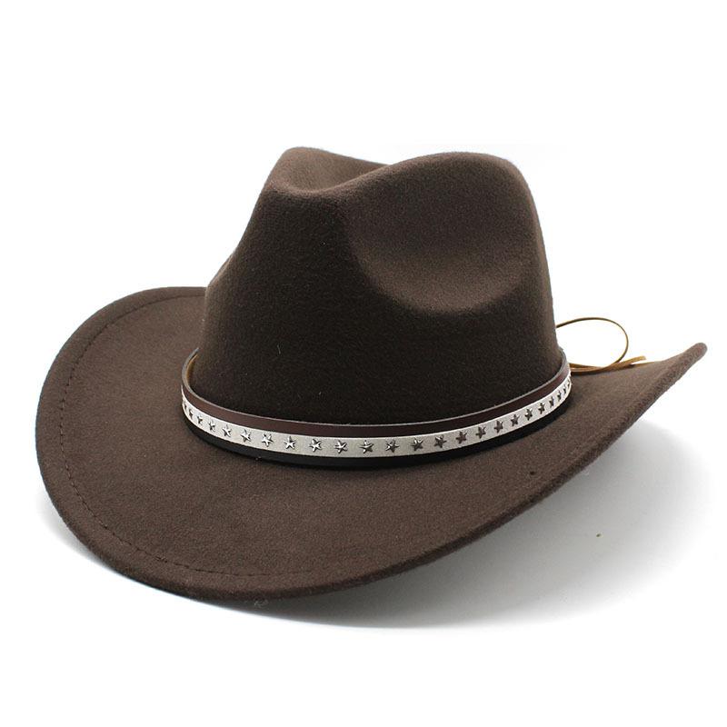 Felt Hat Retro Woolen Hat Cowboy Hat Belt Woolen Top Hat Ethnic Style Hat Retro Jazz Hat