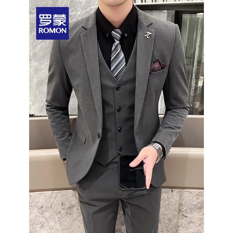 ROMON Men s Business Casual One-Button Three-Piece Suit 2XL