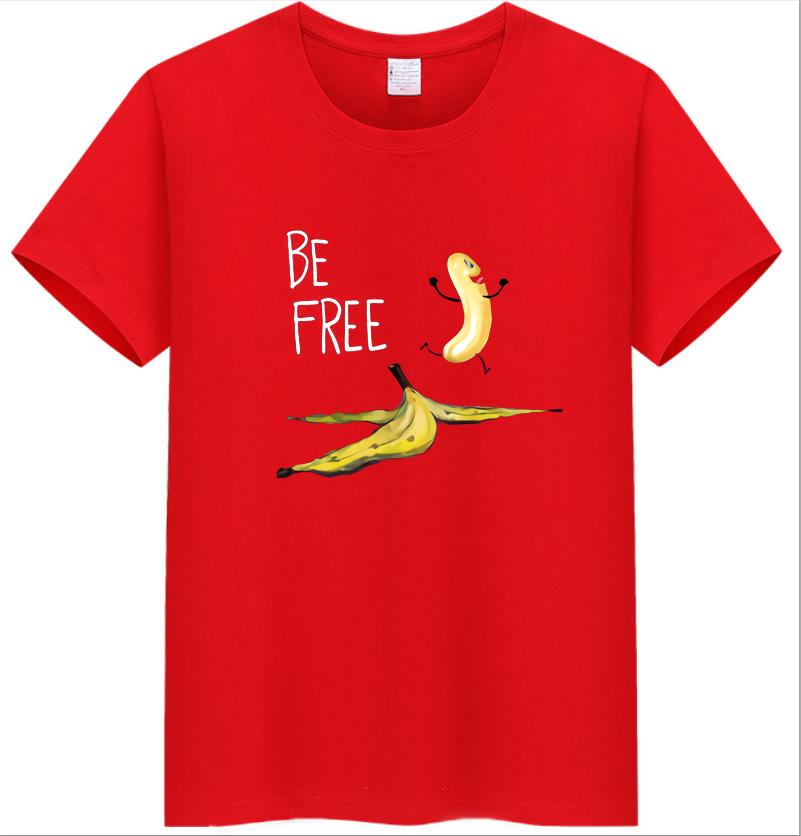 COTTON 100% Hot European and American Funny Banana Undress Short-sleeved Women's T-shirt Tops  Oversized T Shirt