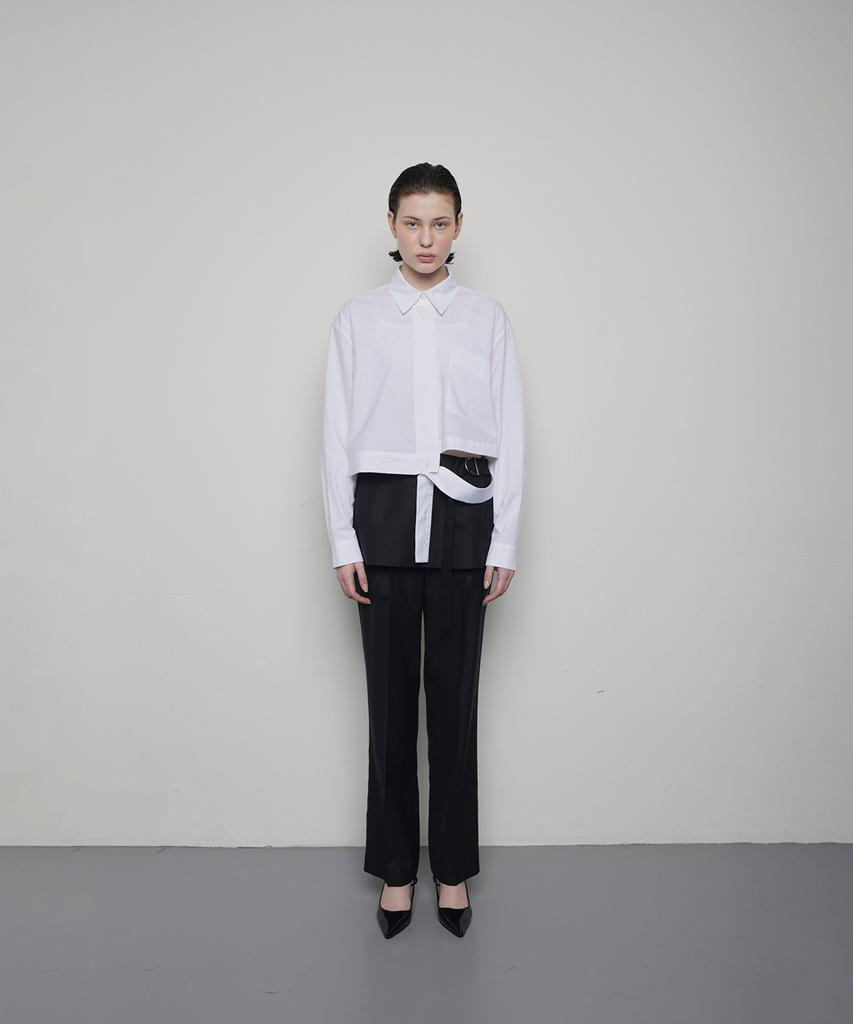 OEUVA Black Wool Skirt Pants