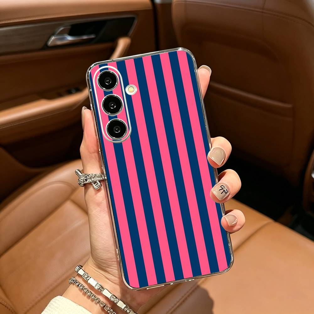 Burgundy White Stripe Clear Phone Case for Samsung Galaxy A71, A70, A52, A51, A40, A30