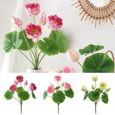 Green Lotus Leaves Lotus Artificial Flower Multicolor Lifelike Flower Fake Flower  Desktop Ornament