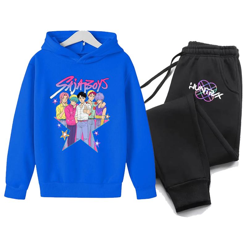 Y2K Hoodies+Hosen Sportsets KPop Dämonenjäger Koreanischer Stil Kinder Kapuzenanzug KPop Dämonenjäger Bedruckte Kinderbekleidung