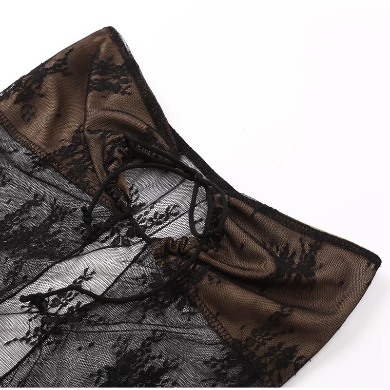 Sexy Liebsten Spitze Druck Röcke Sets Frauen Durchsichtig Crop Top Langen Rock Passenden Set Weibliche Nacht Club Party Zwei stück Anzug