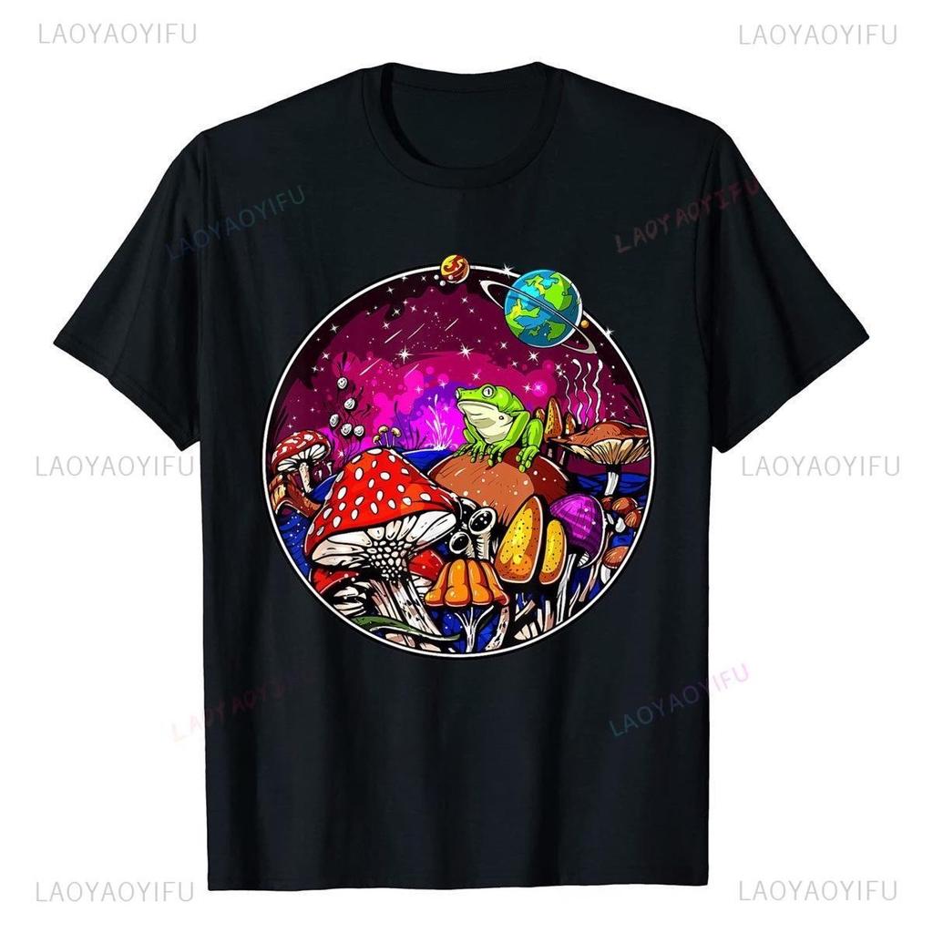 Zauberpilze Psilocybin Pilze Shrooms Lässige T-Shirts Premium Baumwolle Herren Oberteil T-Shirts Slim Fit Neueste Sommer Kurzarm