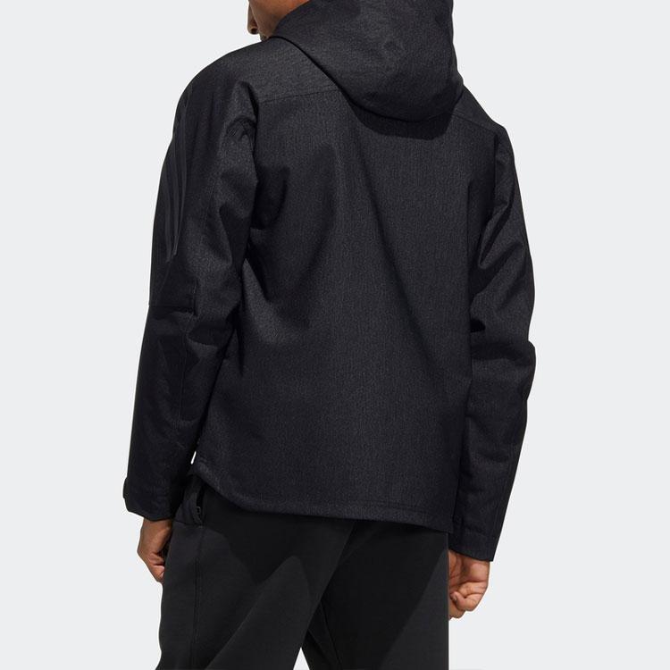 Adidas Logo Print Sport Hooded Jacket Men Outerwear Black HE9904