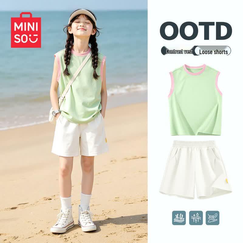 MINISO Girls' 2026 Summer Casual T-shirt & Pants Set