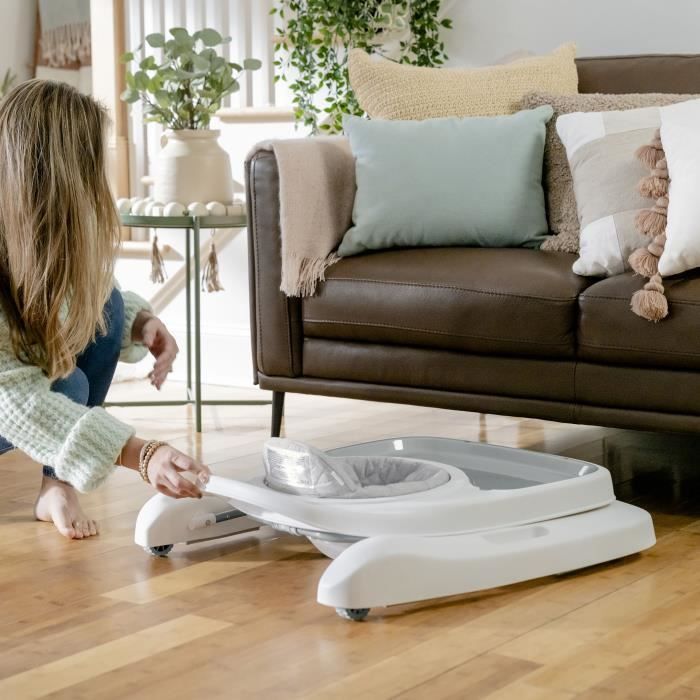 INGENUITY Trotteur bébé Step & Sprout - 3 en 1 - 51 x 66 x 74 cm - Blanc et Gris - Dès 6 mois