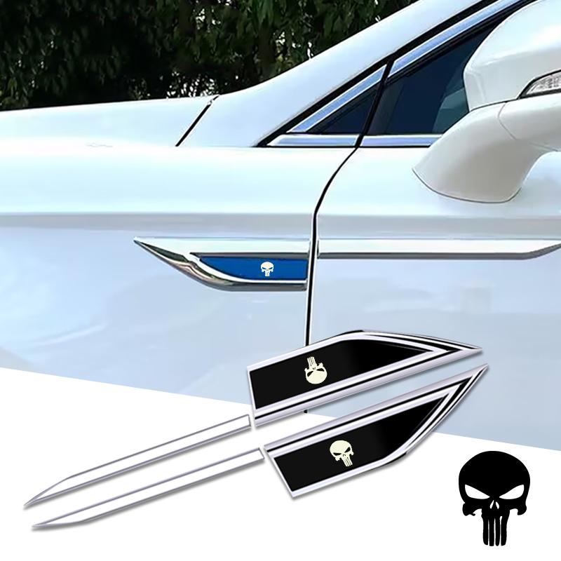 2pcs Car Accessory Side Doors Blade Car Stickers Car Accessorie for Ghost Skull Honda Ford Hyundai Bmw Nissin Skoda Dodge Toyota