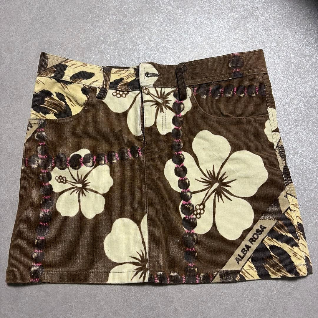 Used ALBA ROSA Tight Skirt Hibiscus Leopard Print