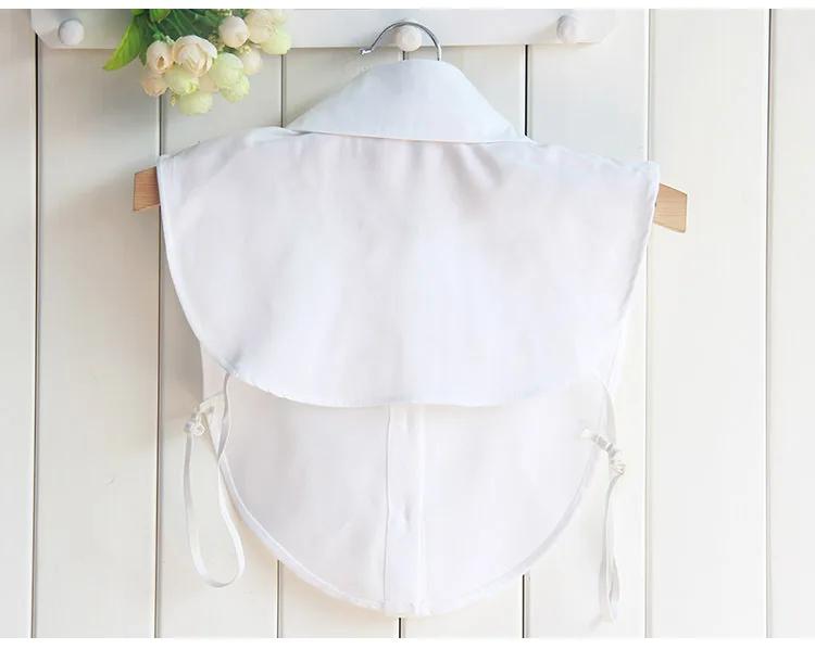 Mode Damen Chiffon Falscher Kragen Uni Hemd Perlen Weiß Falscher Kragen Damen Revers Hemd Bluse Top Abnehmbarer Kragen