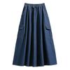 Plus Size Spring Denim Skirts Women Clothing Blue Pockets Fashion A-Line Jeans Skirt High Waist