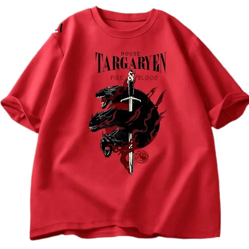 House Targaryen T Shirt Fire and Blood T-Shirt GOT Men T-shirt Fashion Short Sleeve Casual Printed Tee Shirt Street Wear Summer