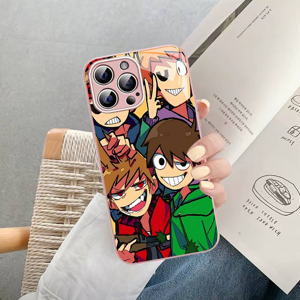 Dessin Animé Mignon E-Eddsworlds Verre Trempé Pour Iphone 14 13 12 11 Pro Mini XS MAX 14Plus X XS XR Coque