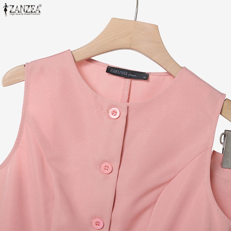 ZANZEA Women Sleeveless Vest Tops and Shorts Summer Two Piece Suit Sets