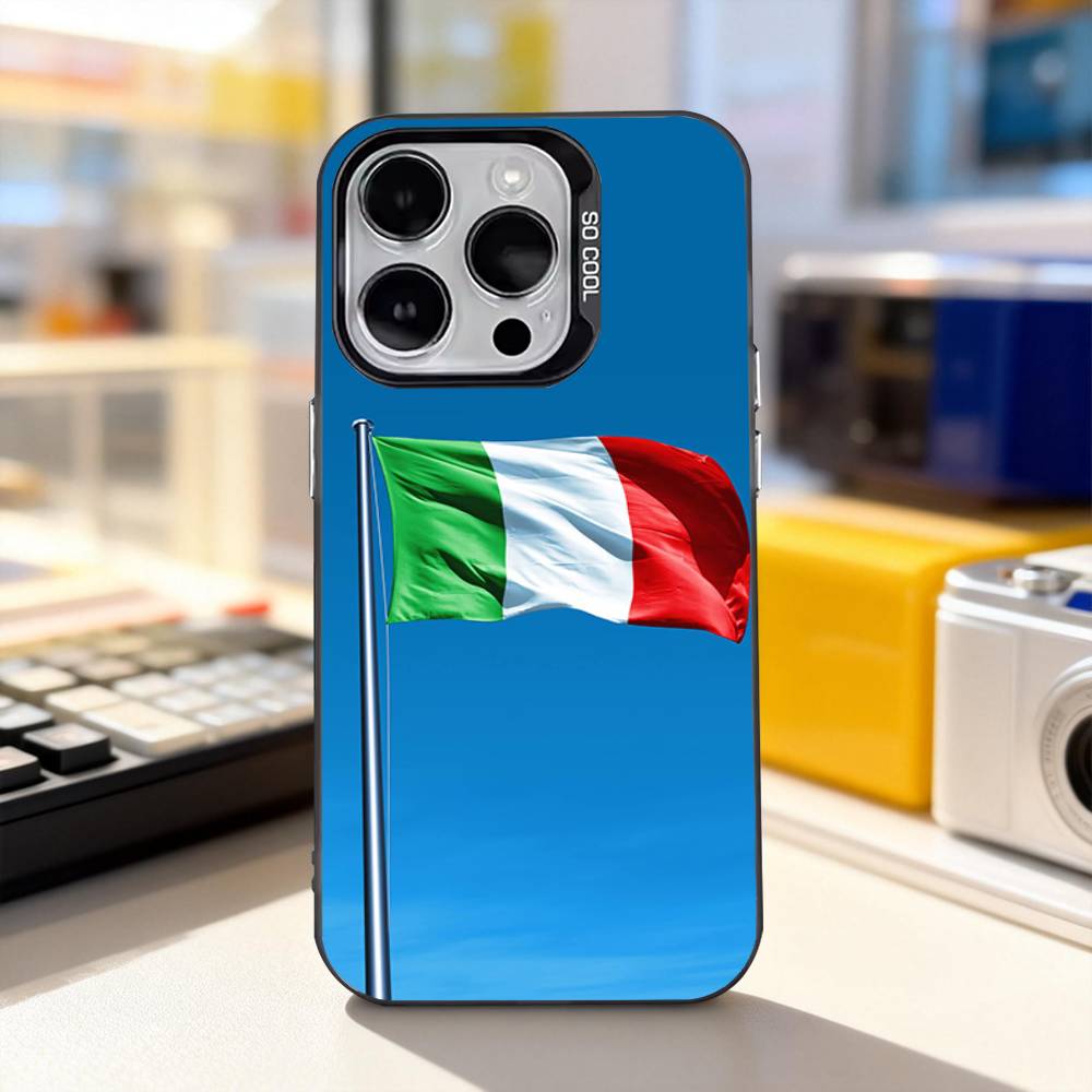 Italy Flag Map Phone Case For iPhone 17,16,15,14,13,12,11,Pro,XS,Max,Plus,Mini,SE4,E Black Matte Shockproof Cover