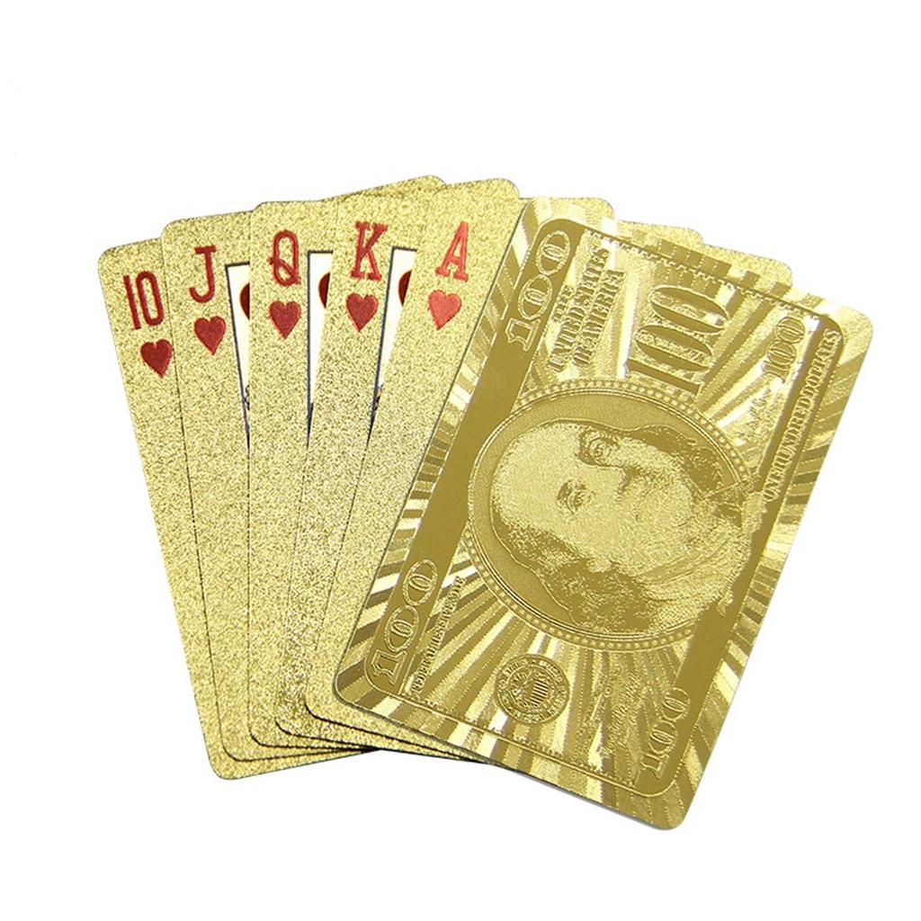 New 24K Gold Playing Cards High Quality Plastic Poker Deck Foil Pokers Pack Laser Reflection Magic Waterproof Card Board Game