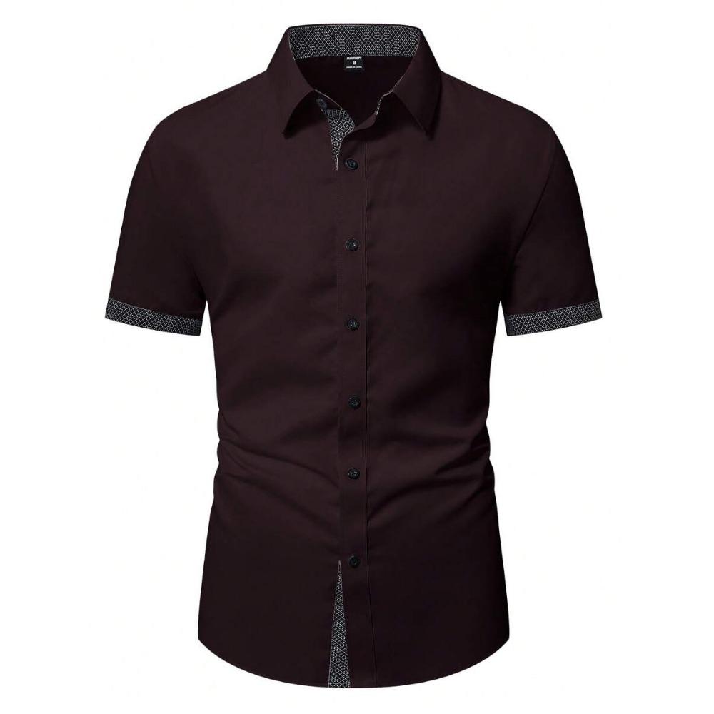 Camicia a maniche corte color block da uomo Primavera Estate Camicie casual da uomo Stile semplice Top 100% Poliestere