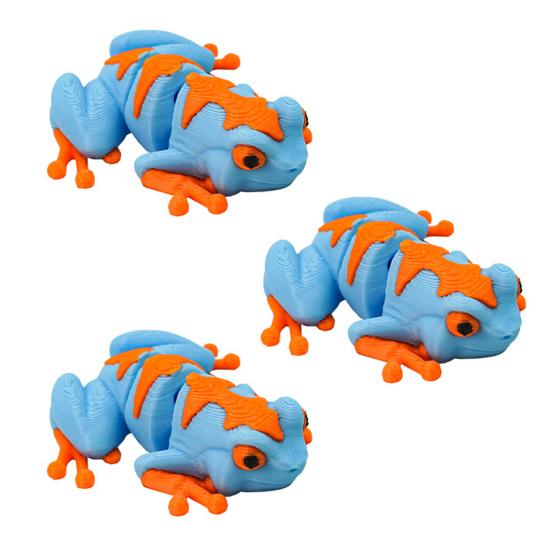 1/2/3Pcs 3D Printed Tropical Frog Ornament Movable Joints Frog Figurine Mini Articulated Frog Figure Fidget Toy Desktop Decoration Ornament
