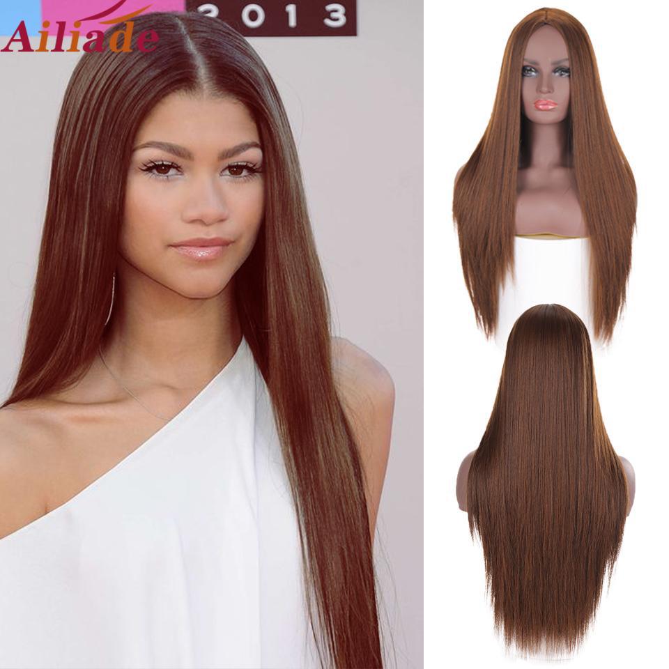 

Длинный прямой парик AILIADE, многоцветный, устойчивый к высоким температурам синтетический волос, парик для косплея, ежедневное использование