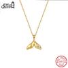 Effie Queen S925 Silver Fish Shape Shiny Zircon Charm Pendant Necklace Fashion Fishtail Chain Link Jewelry Party Gift SAPN64