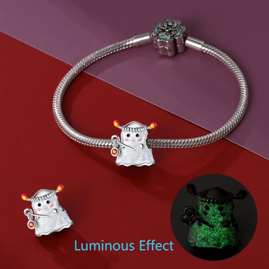 Original Charms Copper Cute Ghost Luminous Beads Fit Bracelet Women Jewelry Making Diy Gift