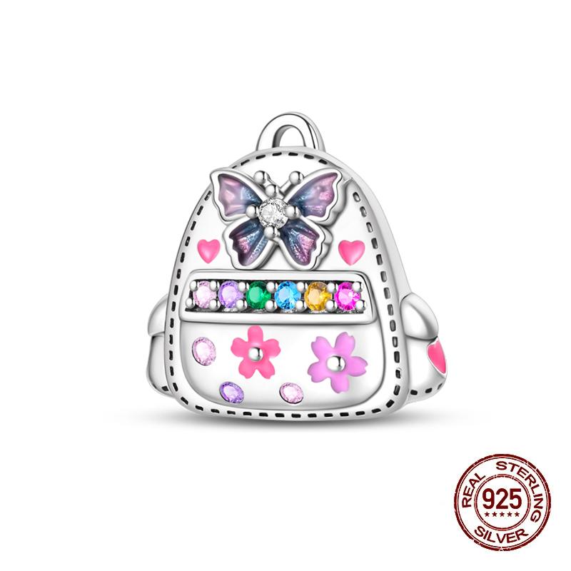 100% Copper Colorful Suitcase Bag Travel Handbag Charms Beads Fit Original Bracelets Fine Diy Anniversary Jewelry