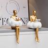 Creative Gold Modern Abstract Art Girl Figurine – Luxury Sitting Sculpture for Home, Living Room, Bookshelf, and Office Decor
