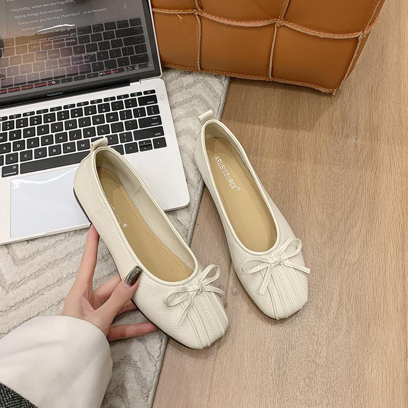 Shoes Woman 2025 Low Heels Bow-Knot Autumn Female Footwear Shallow Mouth New Grandma Summer Butterfly Boat Fall Dress Butterfly-