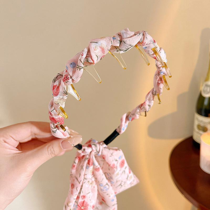 New Floral Streamer Headband Women s Summer Fashion Toothed Hair Band Hair Accessories
