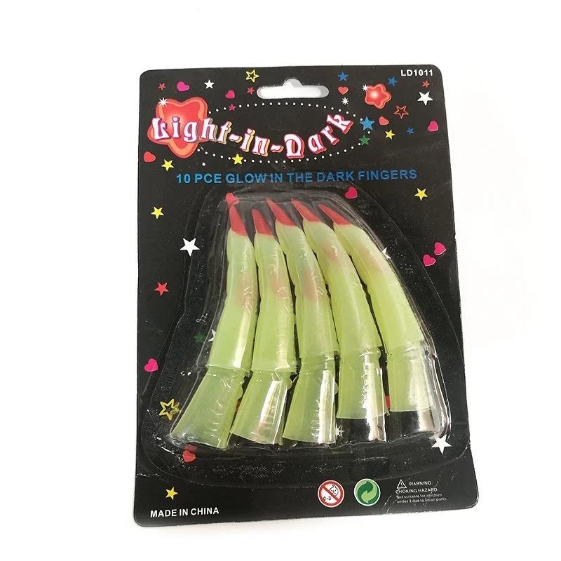 10Pcs/set Nail Luminous Fake Fingers Cover Halloween Cosplay Prop Party Decorations Toys