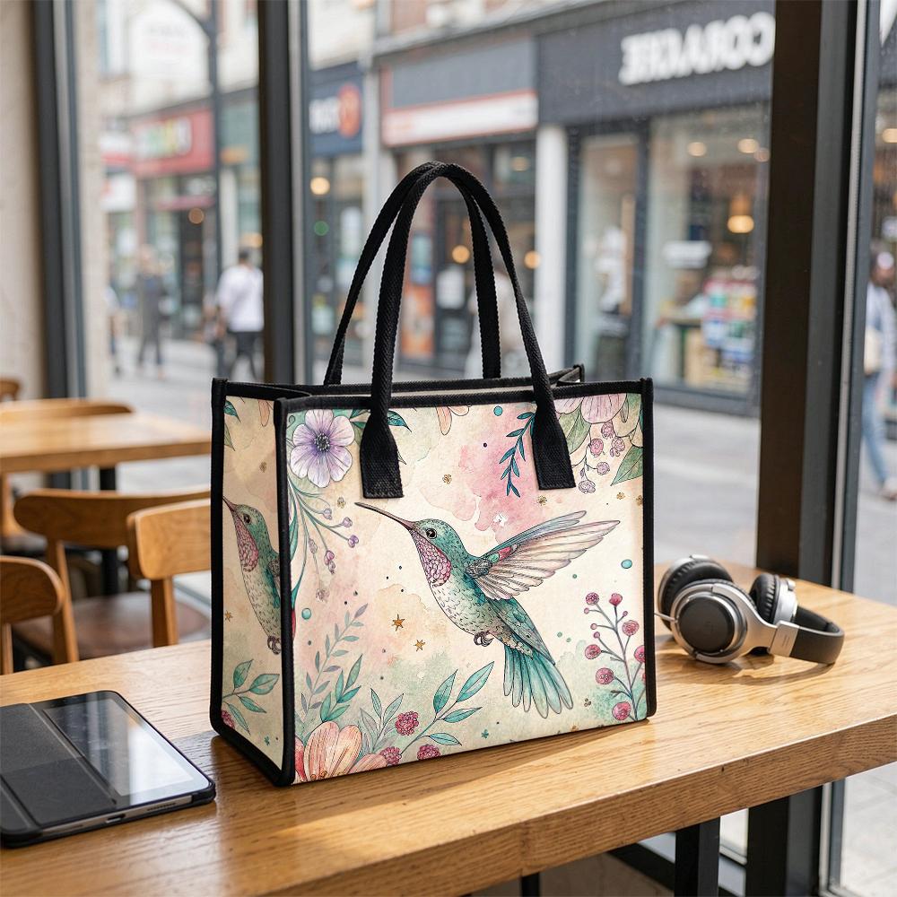 Floral Hummingbird Print Fashion Tote Bag Casual Large Capacity Shopping Handbag for Daily Commute