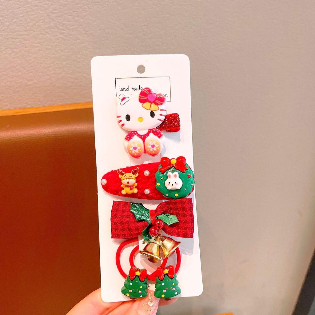 Festive Kuromi Hair Accessories Set: Red Christmas Hair Clips & Ties for Women & Children