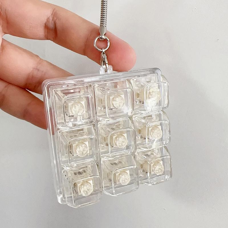 9 Keys Keyboard Keycaps Keychain Fidget Toy Anti-Anxiety Point Keycaps Party Stress Relief DIY Keycaps Toy Keyboard Caps