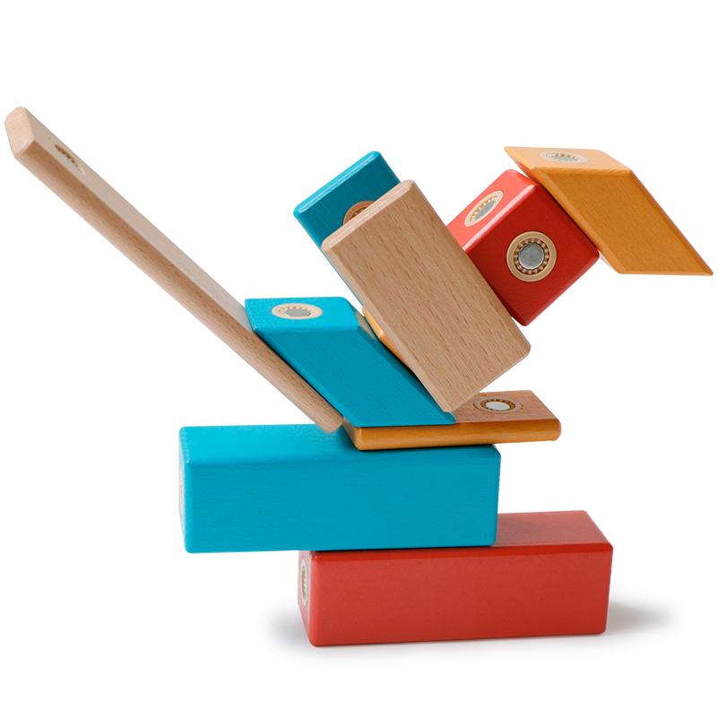 14PCS Magnetic Wooden Blocks DIY Rainbow Intelligence Toys Wood Educational Toys Best Gifts for Kids