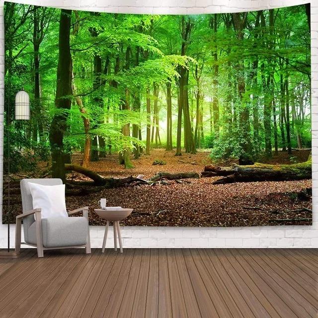Wandteppich für Zuhause, Wanddekoration, Waldlandschaft, Landschaftsmuster, Hängetuch, Büro, Wohnzimmer