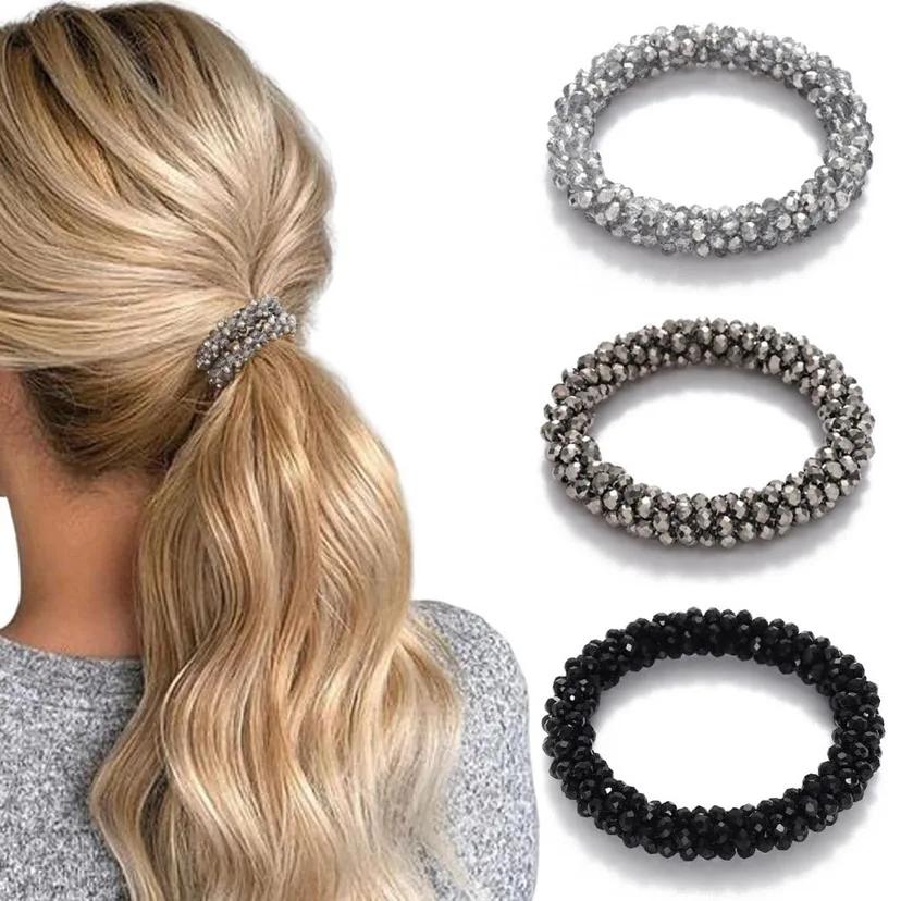New Crystal Hair Ropes for Women Colorful Elastic Rubber Band Hair Ties Ponytail Holder Scrunchies Girl Hair Accessories