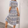 2025 Summer Ethnic Print V-Neck Short Sleeve Dress
