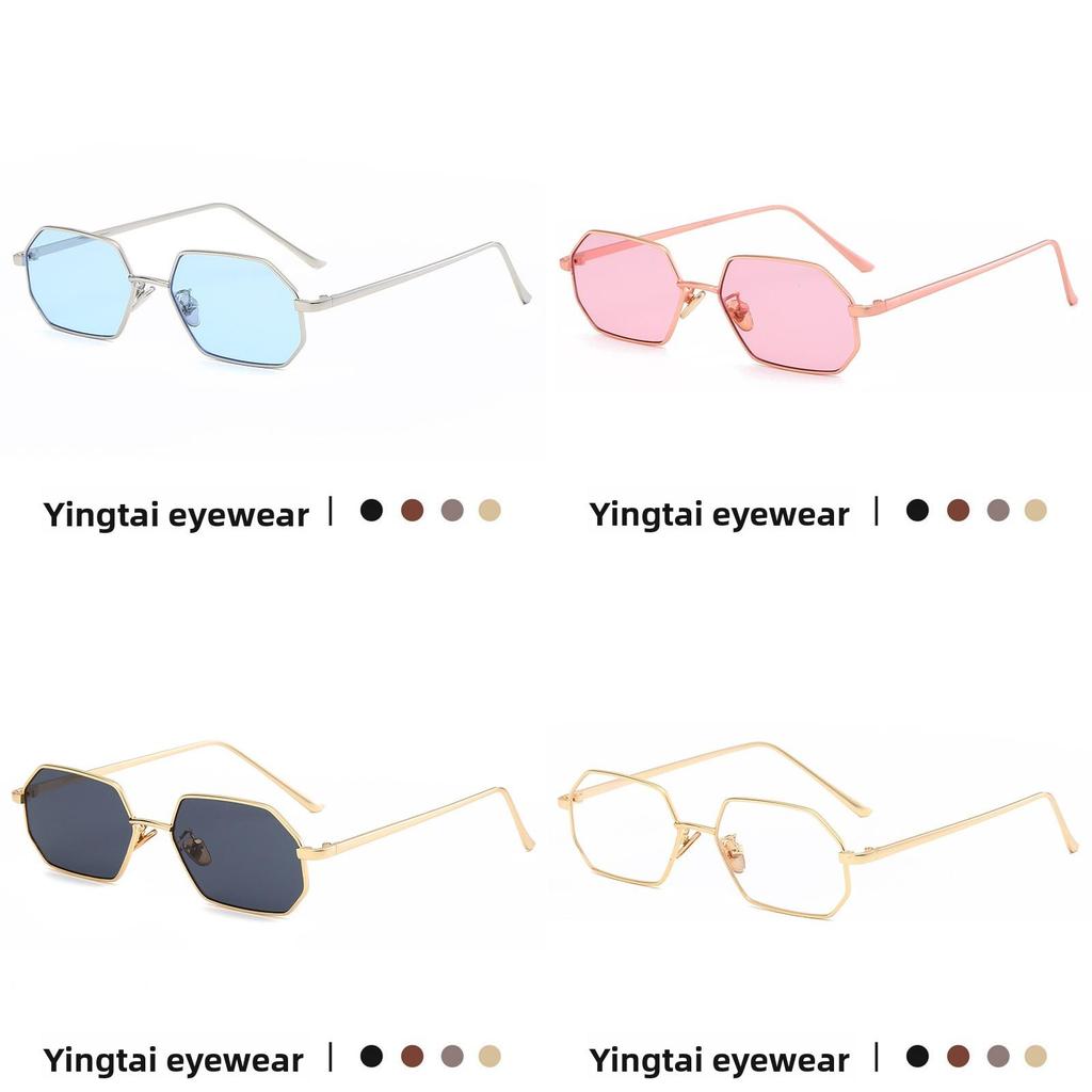 Geometric Metal Sunglasses With Colorful Ocean Lenses For Outdoor And Party Use