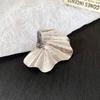 Boho Style Ginkgo Leaf Ring Pleated Design Three-dimensional Texture Metal Joint Ring Open Ring Irregular Shape Fan-Shaped Ring
