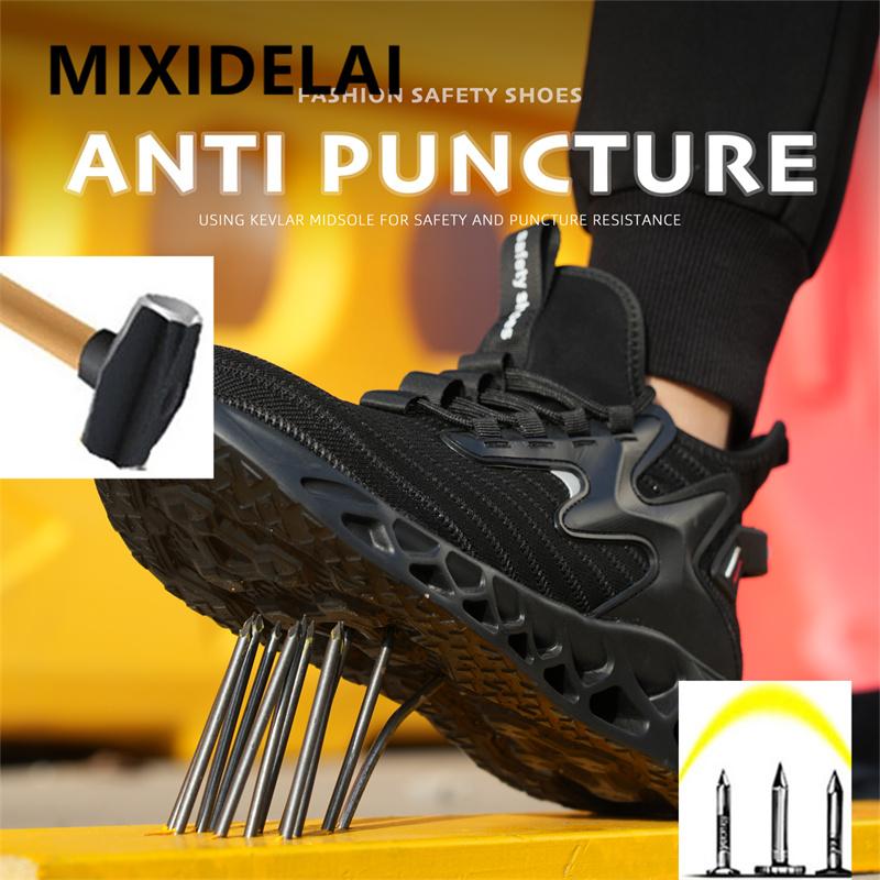 Lightweight Men Boots Anti-smash Anti puncture Safety Shoes Steel Toe Cap Work Sneakers Fashion Protective shoes Work Boots